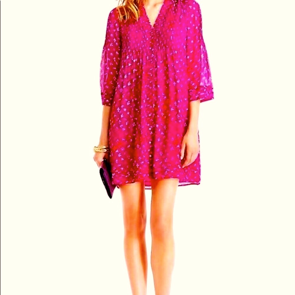 DIANE Von FURSTENBERG LAYLA 100% silk floral pink shift dress